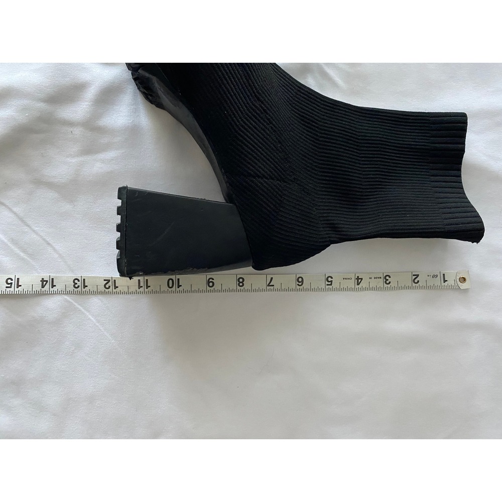 Women Ribbed Knit Y2K Sock Platform Boots Size 9 Black Goth Grunge Edgy